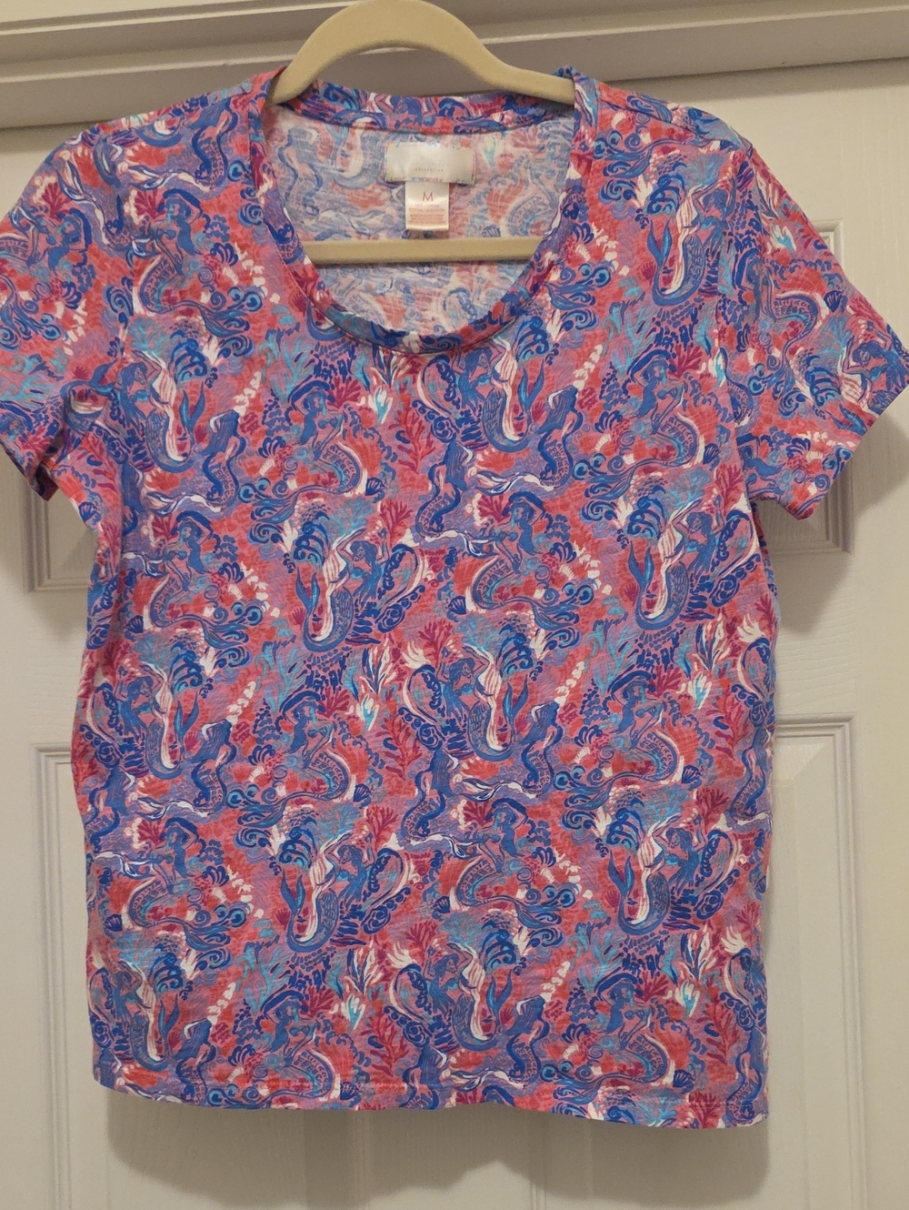 Stella Parker Short Sleeve Tee in Pink & Blue Mermaid Print